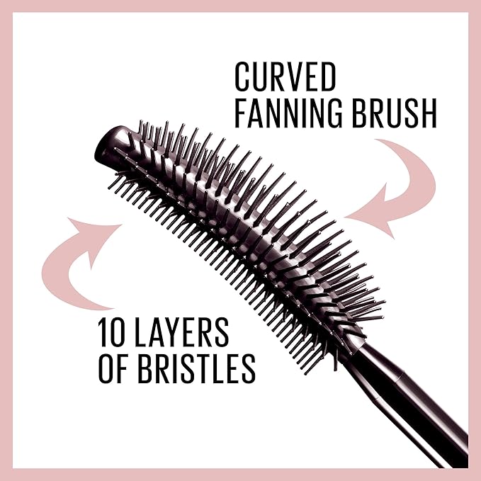Maybelline Lash Sensational Washable Mascara, Lengthening and Volumizing for a Full Fan Effect, Midnight Black, 1 Count