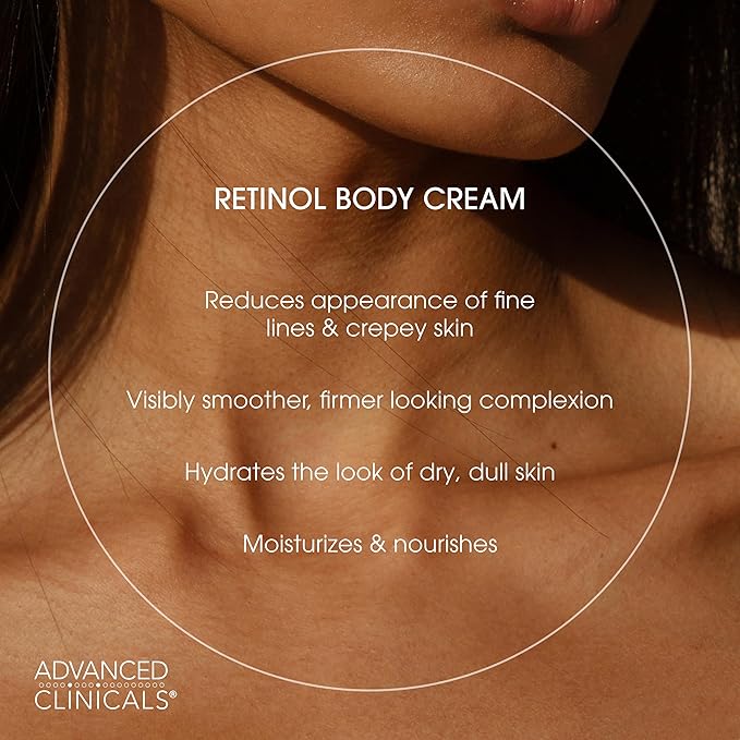 Advanced Clinicals Retinol Body Lotion + Brightening Vitamin C Lotion 2pc Skincare Set For Women & Men | Body Cream & Face Moisturizer Set Helps Improve The Look Of Dark Spots & Uneven Skin Tone, 2PC