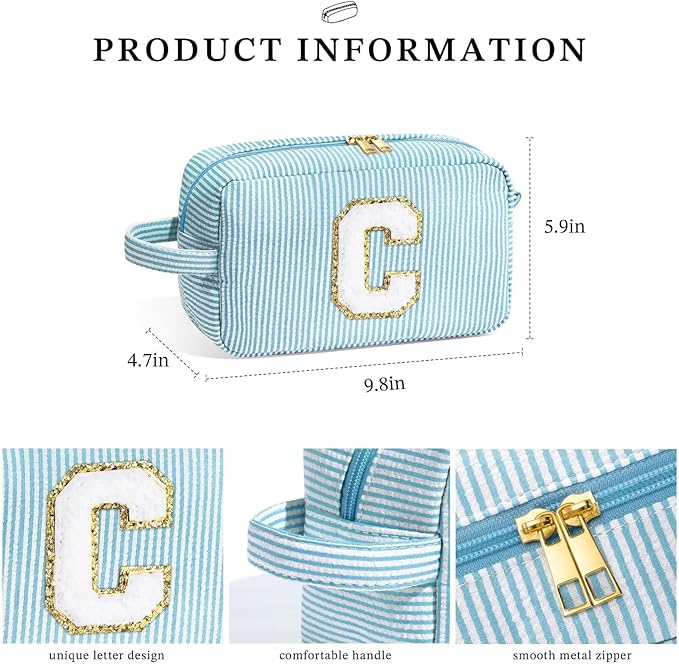YOOLIFE Teen Girl Gifts - Personalized Birthday Gifts, Monogram Initial Makeup Bag