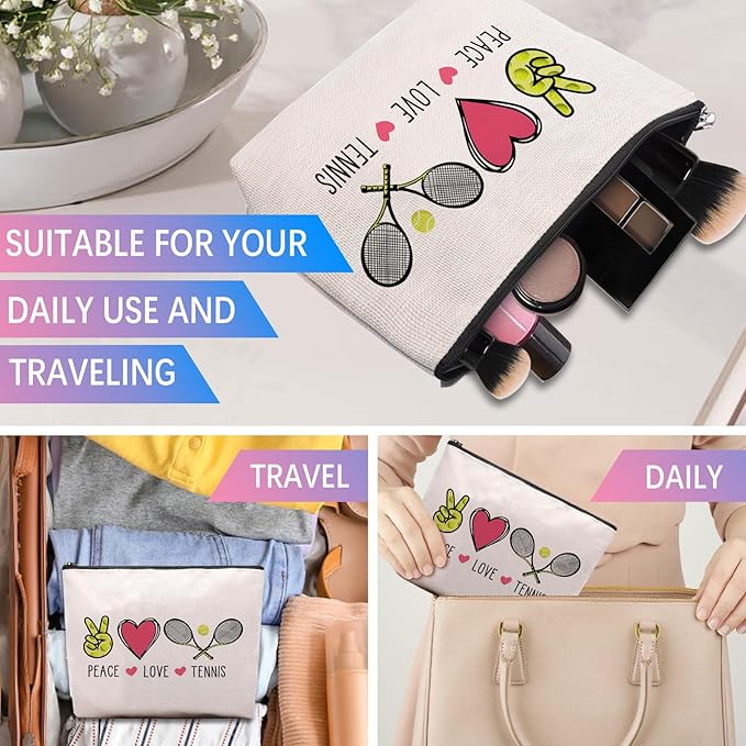 Tennis Gifts Tennis Makeup Bag Pouch, Inspirational Tennis Gifts for Women, Gifts for Tennis Lovers Players Birthday Gift for Coach