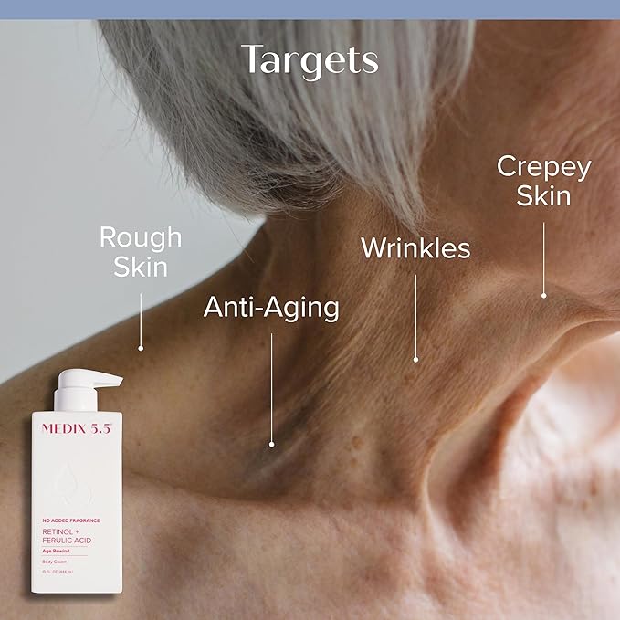 MEDIX Retinol Body Lotion + 20% Vitamin F Serum Booster Moisturizer 2PC Skin Care Set | Crepey Skin Care Treatment | Retinol Body Cream Targets Appearance Of Sagging Crepe Skin & Wrinkles, 2PC Set