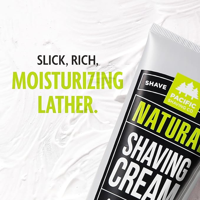 Pacific Shaving Company Natural Shaving Cream - Shea Butter + Vitamin E Shave Cream for Hydrated Sensitive Skin - Clean Formula for a Smooth, Anti-Redness + Irritation-Free Shave Cream (7 Oz, 3 Pack)