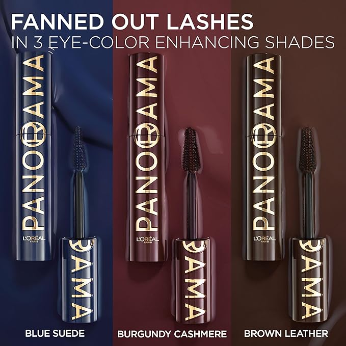 L'Oreal Paris Voluminous Panorama Chromatic Mascara, Volumizing and Lengthening Burgundy Mascara, Longwear, Smudge-Resistant and Washable, 707 Burgundy Cashmere
