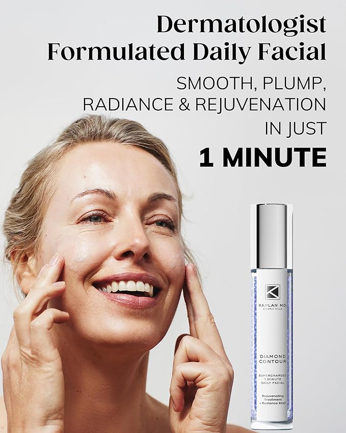 KAPLAN MD Diamond Contour Supercharged 1 Minute Daily Facial - Anti-Aging Serum for Face with Exfoliating Crushed Diamonds & Fruit Enzymes - Radiant & Smooth Skin for Women of All Ages - 3.0 fl oz