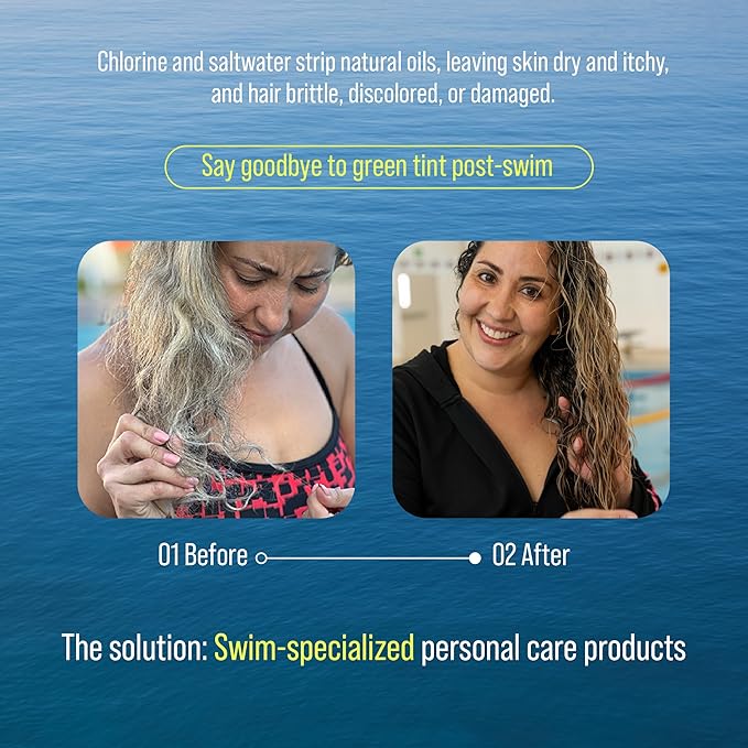 TRIHARD Chlorine Removal Swim Shampoo, Cleanse and Hydrate Hair from Pool and Ocean, Post Swim Chlorine and Hard Water Hair Protection (Pack of 2)
