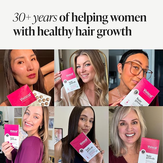 Viviscal Hair Growth Supplements for Women, Thicker Fuller Hair Support for Thinning Hair and Hair Loss, with Biotin and Marine Collagen, Drug-Free, 180 Tablets, 90-Day Supply