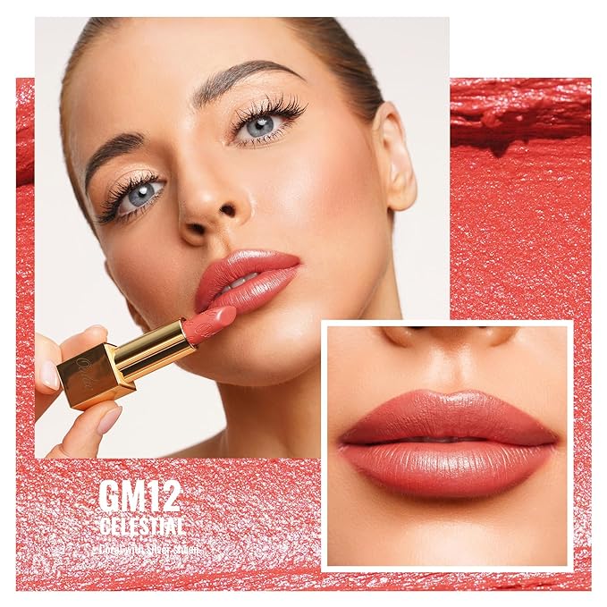 Oulac Lipstick & Lipliner Set 3PCS High Impact Lipcolor with Moisturizing Formula, Vegan Beauty, Full-Coverage Lip Color, Gift Lipstick for Women, LL05+05+GM12