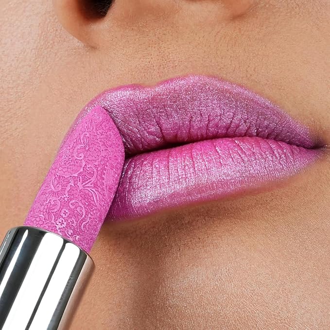 Anglicolor 2PC Lip Oil and Metallic Glitter Pink Lipstick,Natural Lip Plumper,Fruit Flavoured Lip Oil,For Dry Lip's Moisturizing Hydrating,Vegan & Cruelty-free (03 Aphrodite+15)