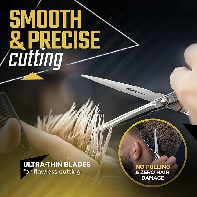 Fagaci Professional Hair Cutting Scissors 6” Super Sharp Thin Blades, 440C Steel for Maximum Precision Hair Scissors for Women & Men, Lightweight Hair Shears for Hair Cutting, Barber Scissors
