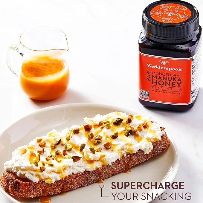 Wedderspoon Raw Premium Manuka Honey, KFactor 16, 17.6 Oz, Unpasteurized, Genuine New Zealand Honey, Traceable from Our Hives to Your Home