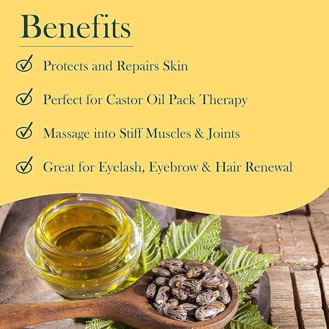 Baar Palma Christos Organic Castor Oil, Cold-Pressed, Hexane-Free, USDA Certified, for Skin, Hair, Massage & Castor Oil Packs, Glass Amber Bottle, 8 oz. (Pack of 2)