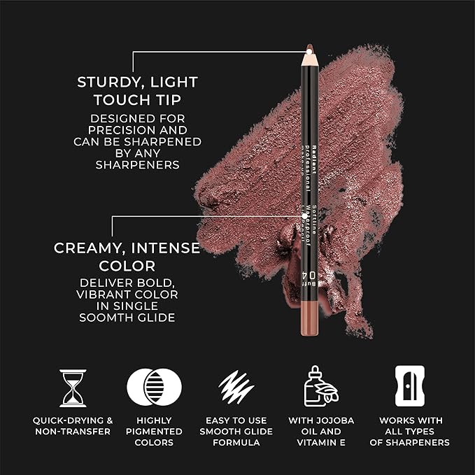 Radiant Professional Waterproof Lip Liner Pencil - Long Lasting Lip Liner for Defined Lips - Soft & Creamy Lipliner with Vitamin E - 1.20gr, (03 NATURAL)