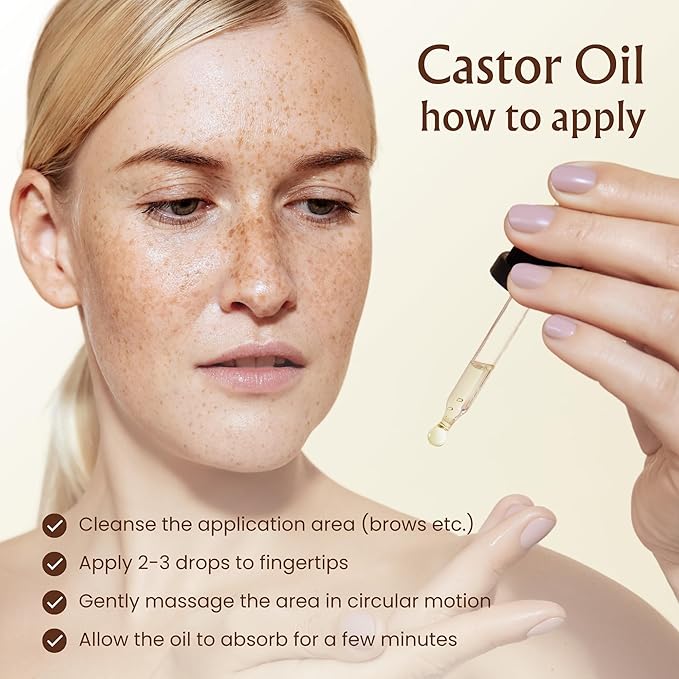 BodyJ4You Organic Castor Oil - 100% Pure Natural Cold Pressed USDA Certified Organic - Hexane Free Unrefined Non GMO - Lashes & Eyebrow Kit Mascara Tube Brush Wand Hydrating Oil - Glass Bottle 2oz