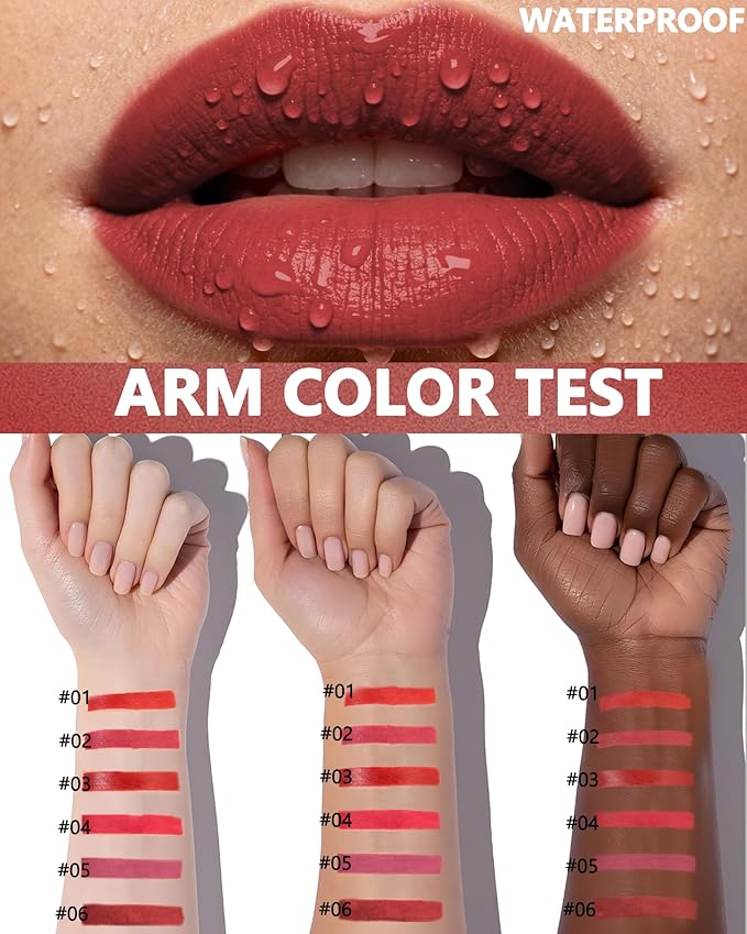 Lip Tint Stain Pen, Orange Red Waterproof Long Lasting Matte Lip Liner Stain Pencil, High-Pigmented Quick Dry Liquid Lipstick, Non Sticky Smudgeproof Lip Tint Gloss, Christmas Makeup Gift for Women-01