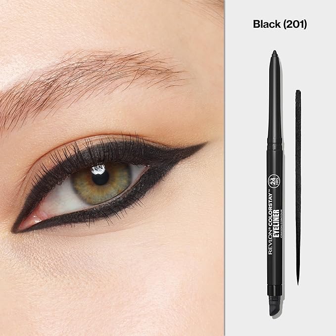 Revlon ColorStay Pencil Waterproof Eyeliner, Smudge-Proof, Eye Makeup with Built-In Sharpener, Stocking Stuffer for Women, 201 Black, 2 pack