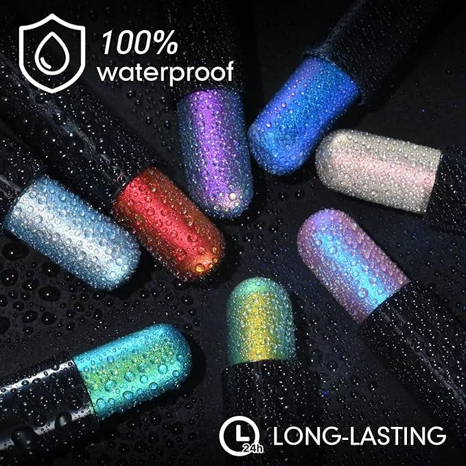CHARMACY New Duochrome Long Stay Eyeshadow Stick, Creamy Eye Shadow Stick, Multicolor-Shifting Glitter Eyeshadow, Waterproof & Smudge-Proof, High Pigmented, Built-in Smudger #08