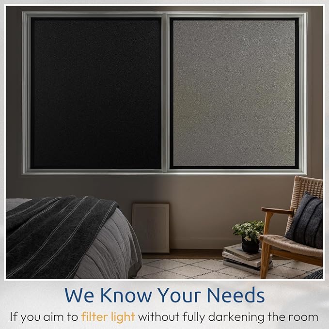rabbitgoo Privacy Window Film, Static Cling Privacy Film for Glass Windows, Removable Grey Frosted Sun Light Blocking Coverings House Tint for Home Bathroom Garage, Taupe, 23.6 x 78.7 Inches