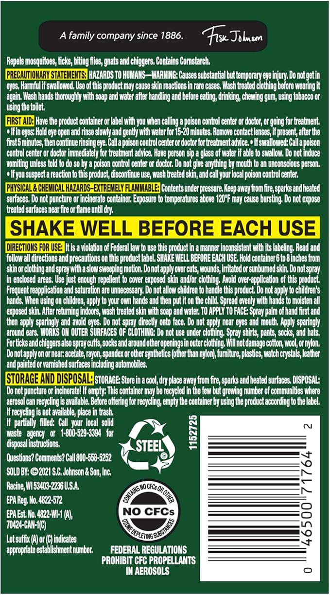 OFF! Deep Woods Insect Repellent Aerosol, Dry, Non-Greasy Formula, Bug Spray with Long Lasting Protection from Mosquitoes and Ticks, 4 Oz, 4 Count