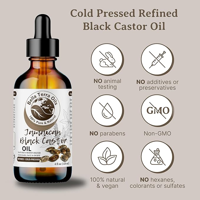 Bella Terra Oils Pure Black Castor Oil for Hair & Skin – 1gallon, Fortifying & Moisturizing, Shine, Hydrate