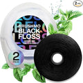 Brushmo Black Floss (BBFloss) - Expanding Floss, Gum-Friendly Soothing Mint Dental Floss, Natural Vegan Wax to Remove Plaque from Teeth, Dentist Designed PTFE & PFAS Free Oral Care, 2 Spools, 110 yd