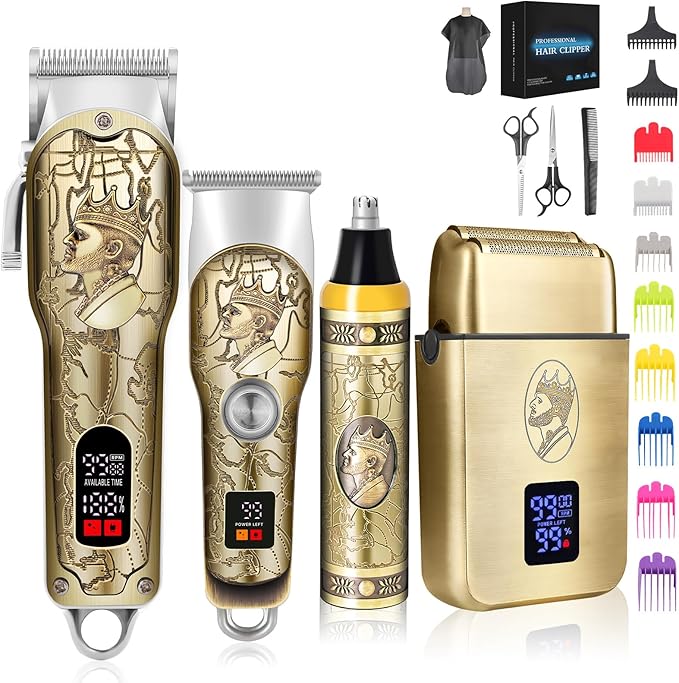 Professional Hair Clippers for Men Clippers and Trimmers Set, Cordless Hair Clippers, Haircutting Machine with Led Display for Barber Mens Grooming Kit