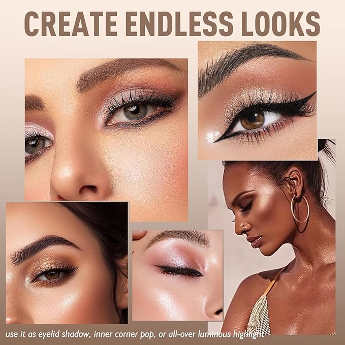 2 Colors Eyeshadow Stick Shimmer Glitter Eye Shadow Pencil Waterproof Eye Brightener Crayon Highlighter Eye Liner Pen Multi-Dimensional Blendable Neutral Crease-Proof Eyes Look Makeup, 7+9