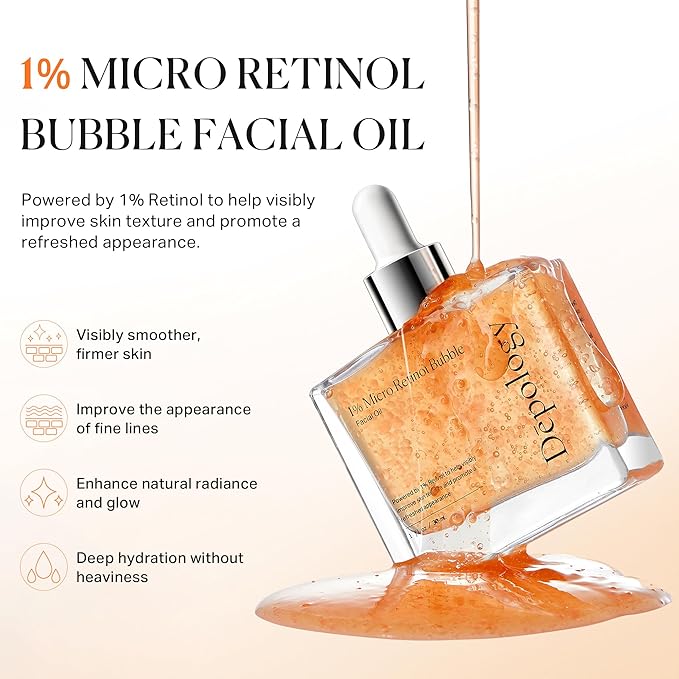 1% Retinol Face Oil with Firming, Smoothing & Glowing– Retinol Serum for Face, Lightweight Squalane Facial Oil for Fine Lines, Texture & Anti-Aging, Gentle for All Skin 1.01 fl oz