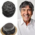 Lace Center Hair System for Men French Lace Toupee for Man Real Human Hair Replacement Systems Thin Skin Around Mens Toupee V-Looped PU Front Hairpieces 6"X9" #1B40