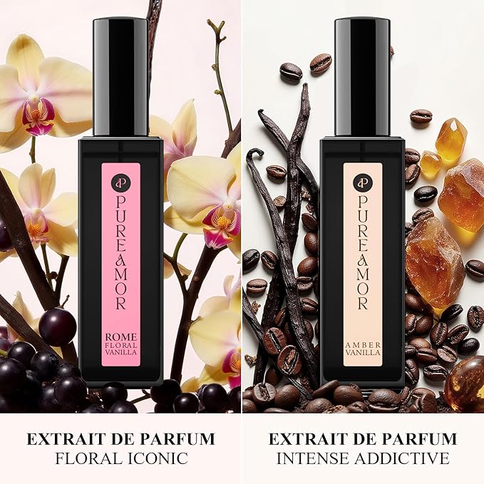 Amber Vanilla Perfume for Women, Coffee Scented Fragrance with Warm Amber & Sweet Vanilla Notes, Long Lasting Extrait de Parfum, Advanced Fragrance Travel Size 0.7 oz Eau de Parfum Spray