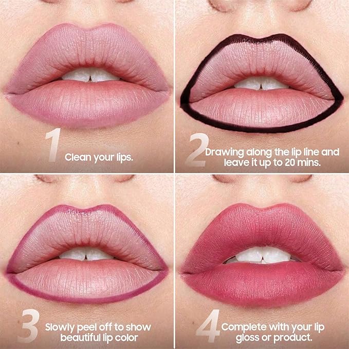 Lip Liner Stain Peel off - Waterproof & Long Lasting Peel Lip Stain Non-Stick Cup, Enhancing Complexion & Nourishing for All Skin Types, Create A Natural Lip Color (Nude, 1 Count)