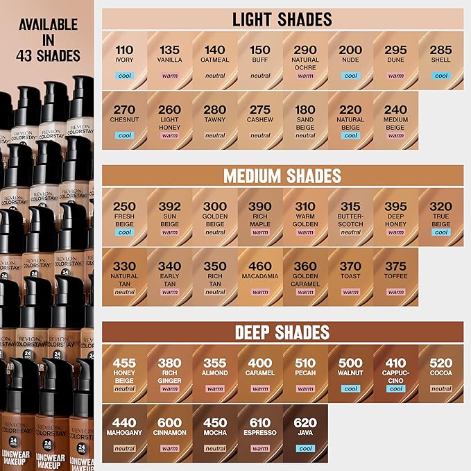 Revlon Liquid Foundation, ColorStay Face Makeup for Combination & Oily Skin, SPF 15, Medium-Full Coverage with Matte Finish, 400 Caramel, 1 Fl Oz