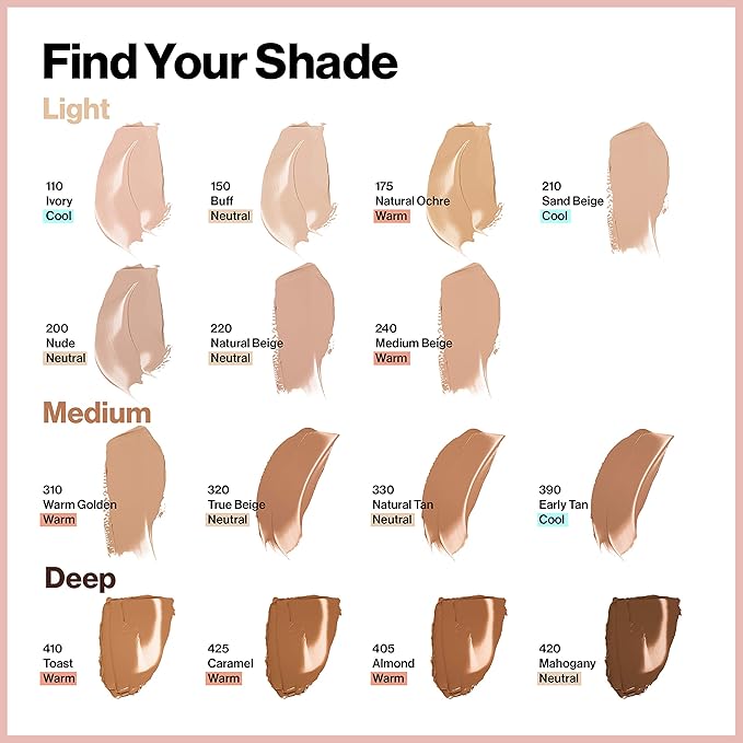 Revlon ColorStay Full Cover Longwear Matte Foundation, Heat & Sweat Resistant Lightweight Face Makeup, Natural Tan (330), 1.0 oz