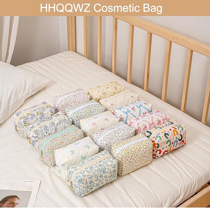 Makeup Bag Travel Cosmetic Bag for Women Girls, Zipper Make Up Pouch, Floral Flowers Toiletry Organizer Makeup, Portable Storage Bag, Cosmetic Travel Cloth Bag (UU Colourful)