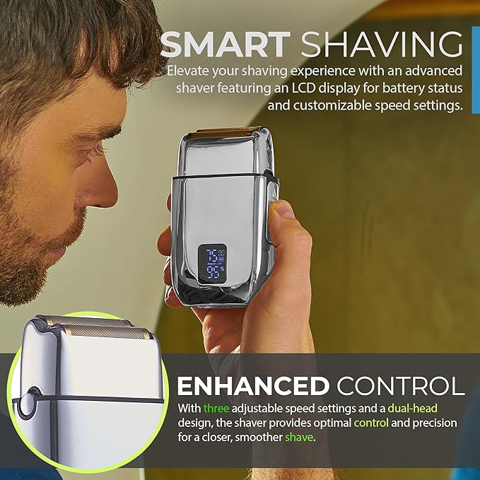 Hal&Hol Professional Cordless Electric Hair/Beard Trimmer and Foil Shaver for Men - Complete Barber Grooming Kit with Rechargeable Battery, Protective Case and 4 Guards, Gift for Men