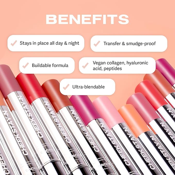 Sacheu Cheek STAY-N Liquid Blush for Cheeks — High Pigment, Buildable, Lightweight Cream Blush for Dewy & Radiant Flushed Cheeks — Long-lasting & Cruelty Free, I'm Hot