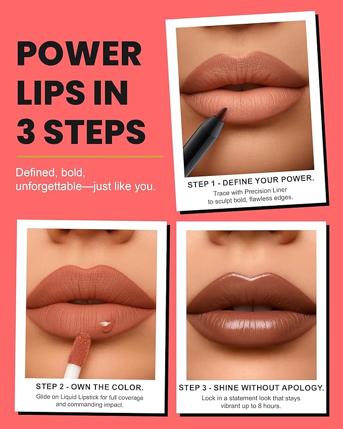 Lip Kit Duo – Hustlin Hottie - TikTok-Viral Precision Liner & Glossy Liquid Lipstick, Clean 2-Step Set with Hydrating Long-Wear Color – Bold Inclusive Beauty for Everyday Konfidence