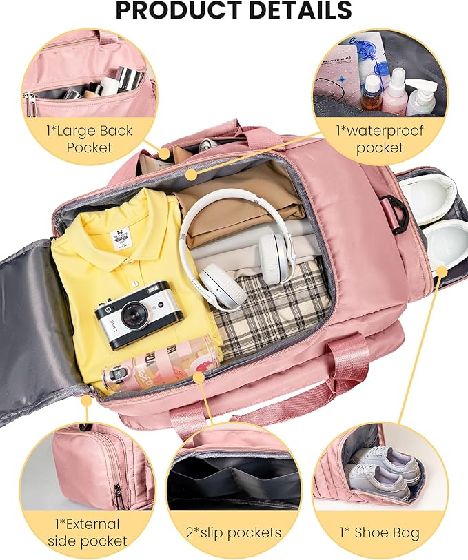 Trendy Stuff-Gifts for Girl 16-18, Initial Gym Bags with Shoe Compartment, Dance Bag for Girls, Kid Overnight Bags, Ballet Sport Gymnastics Cheer Travel Duffle Tote (Letter J)