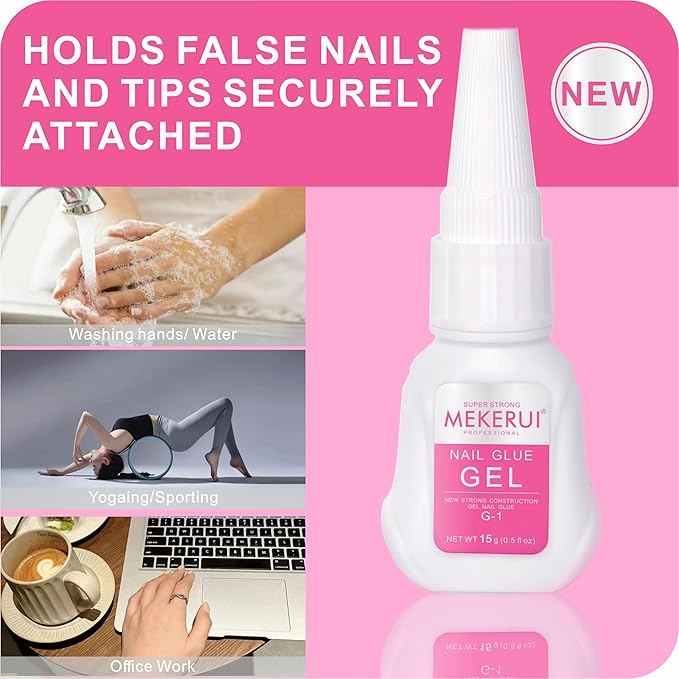 Nail Glue & Remover Kit - 30+ Days Long-Lasting Gel, No UV Light Needed, Dropper-Type Quick Removal (G1 & R1 Professional Bundle)