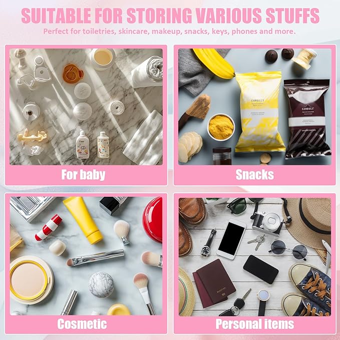 Chenille Letter Clear Makeup Bags, Snacks Bag for Travel, Preppy Patch Nylon Cosmetic Bag with Handles and Zipper, Waterproof Large Clear Travel Toiletry Bag Storage Bag for Women Pink