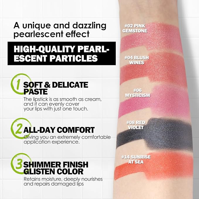 Anglicolor Glitter Metallic Pink Lipstick,High Impact Lipcolor,Lightweight Hydrating Formula Smooth and Non-Sticky,Rose Lipstick For Women,Full-Coverage Lip Makeup (04 BLUSH WINES, 4g)