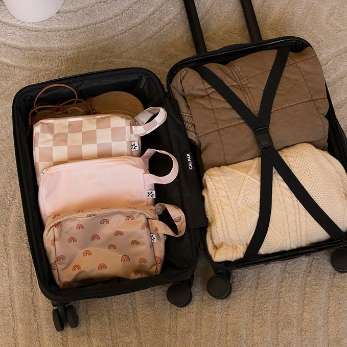 Tiny Twinkle Waterproof Travel Toiletry & Makeup Bag Organizer | Large Capacity Cosmetic Case with Compartments & Handle, A Thoughtful Travel Companion for Women (Rose)