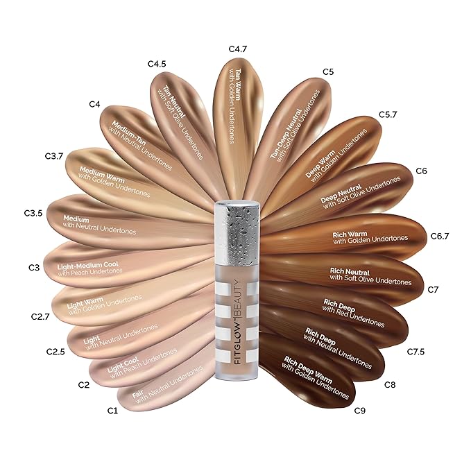 Fitglow Beauty Conceal+ | Vegan Full Coverage Concealer Skincare with Vitamin K + Green Tea | Corrects Dark Circles, Blemishes & Redness | Non-Creasing, Natural Finish | C6.7-6g