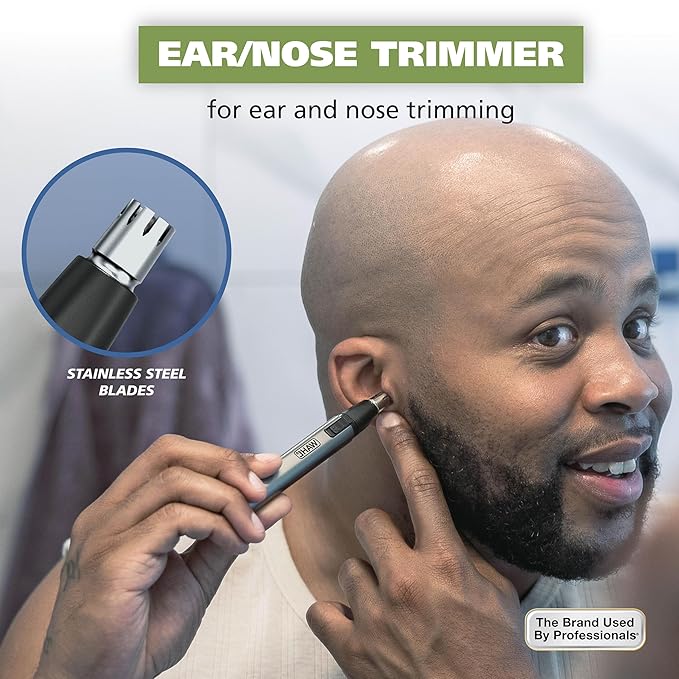 Wahl Micro Groomsman Battery Personal Trimmer for Hygienic Grooming with Rinseable, Interchangeable Heads for Eyebrows, Neckline, Nose, Ears, & Other Detailing - 05640-600