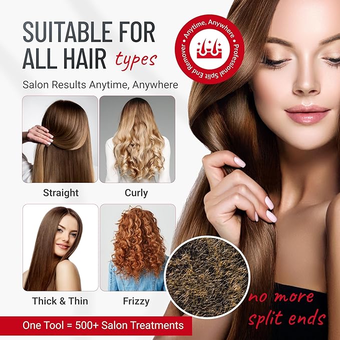 Split-Ender PRO - Original Professional Beauty Tool - Cordless Split End Hair Trimmer for Damaged, Dry, Brittle, Frizzy, Curly or Straight Hair (Black, Professional Kit)