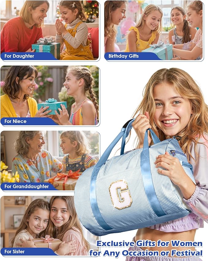 Teen Girl Gifts Trendy Stuff, Girls Travel Duffle Bag, Kids Initial Overnight Bags with Shoe Compartment, Customized Weekender Bag with Makeup Pouch, Gift for Daughter Niece (Letter O)