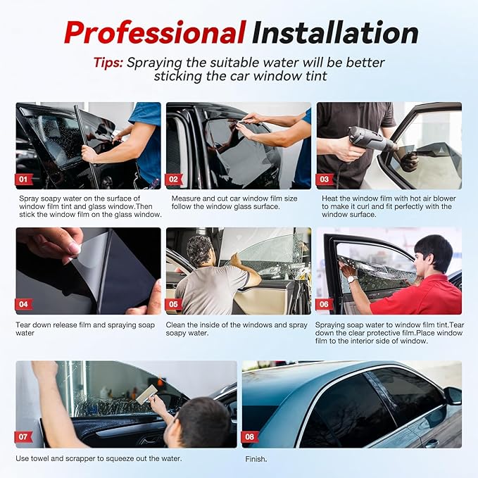 Vepagoo Nano Ceramic Car Window Tint Film 5% VLT- 20" in 10'Ft Privacy Window Tint, Blocks UV/IR Rays, Heat & Glare - Scratch Resistance Car Window Film