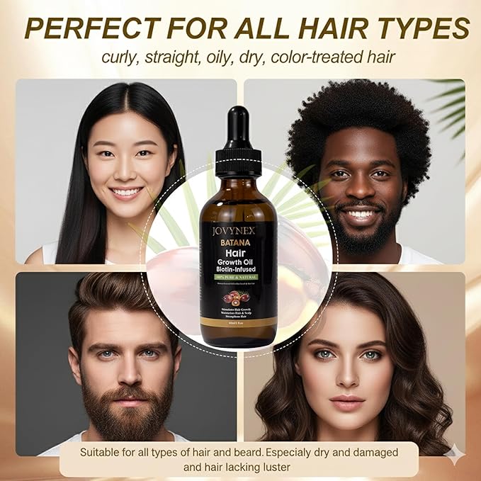 Batana Organic Oil with Biotin for Hair Growth, 2 FL OZ Pure Natural Oil for Hair Treatment Thicker, Fuller Hair DHT Blocker Scalp Nourishment Repairs Dry & Damaged Hair, Prevents Hair Loss
