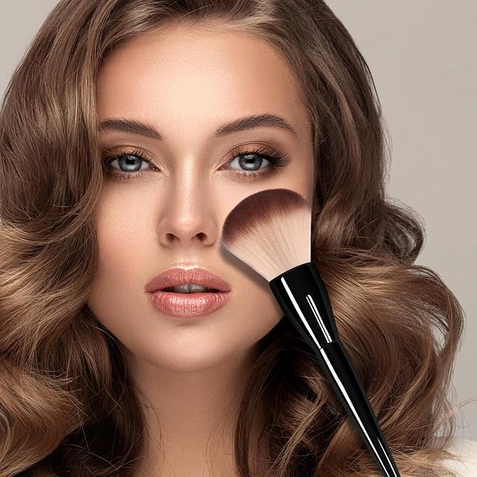 Large Makeup Foundation Brush Powder Brush Banidy Powder Foundation Brush Flawless Makeup Brushes Bronzer Blush Brush Perfect for Blending Buffing with Loose Powder Liquid Foundation(Black)