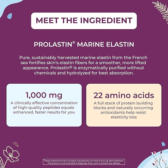 Body Kitchen Pro-Elastin, 1000 mg Elastin Supplement, Help Reduce Signs of Aging, Improved Skin Health, Firmness & Elasticity, Fewer Wrinkles, Veggie Caps, (Pack of 1)