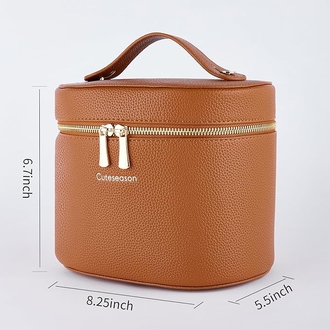 Makeup Bag, Toiletry Bag with Removable Zippered Inner Pocket, Portable Cosmetic Bag, Makeup Organizer for Woman.Travel Make up Case (Khaki)